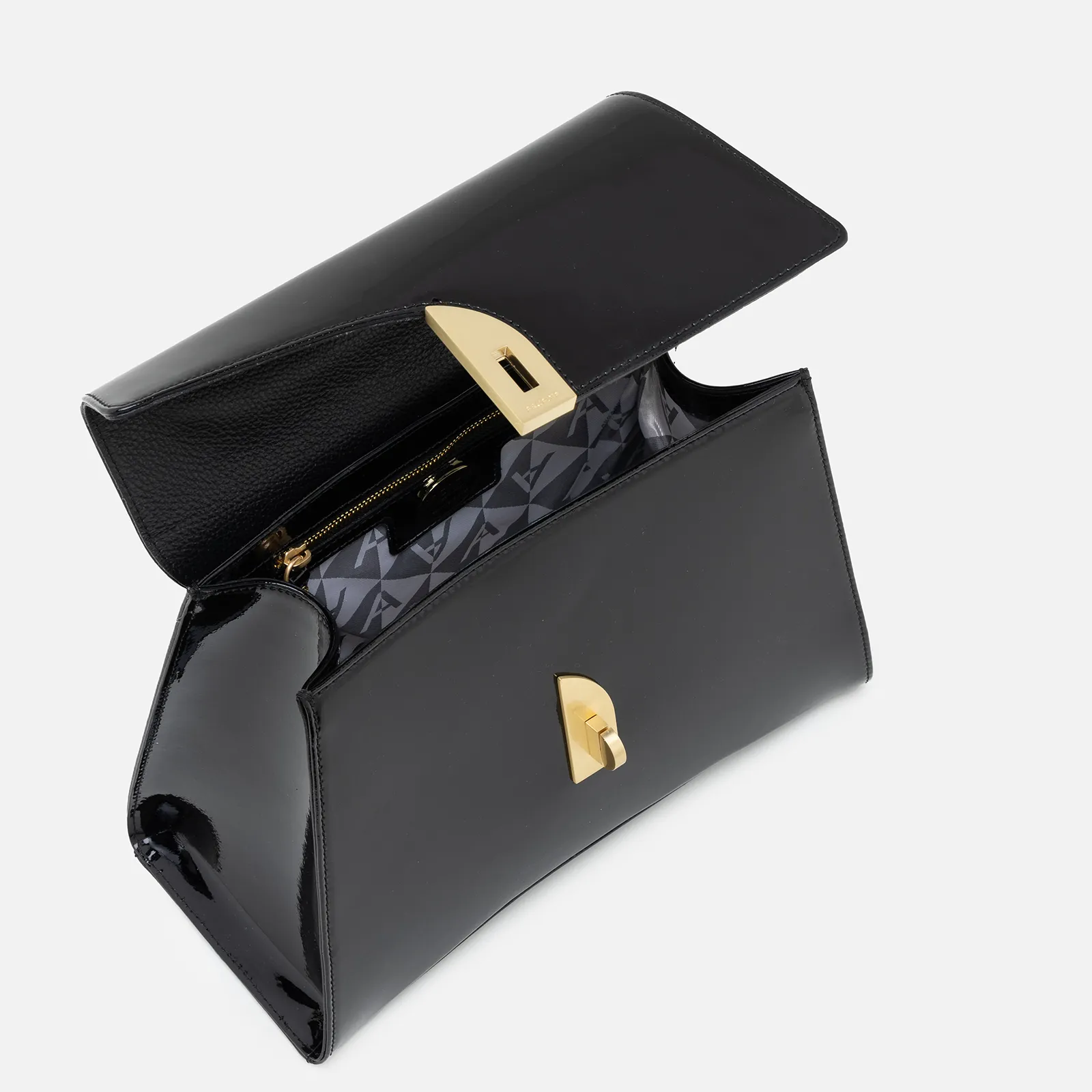 Arco Large Satchel - Black Smooth Patent - Image 3