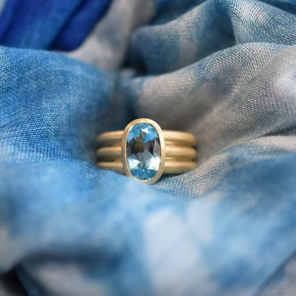 Blue Topaz Triple Band Ring - Image 3