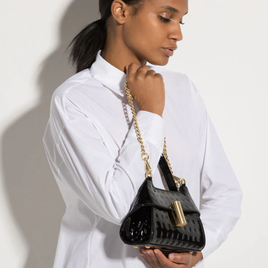 Emma Small Crossbody - Black Logo Patent - Image 3