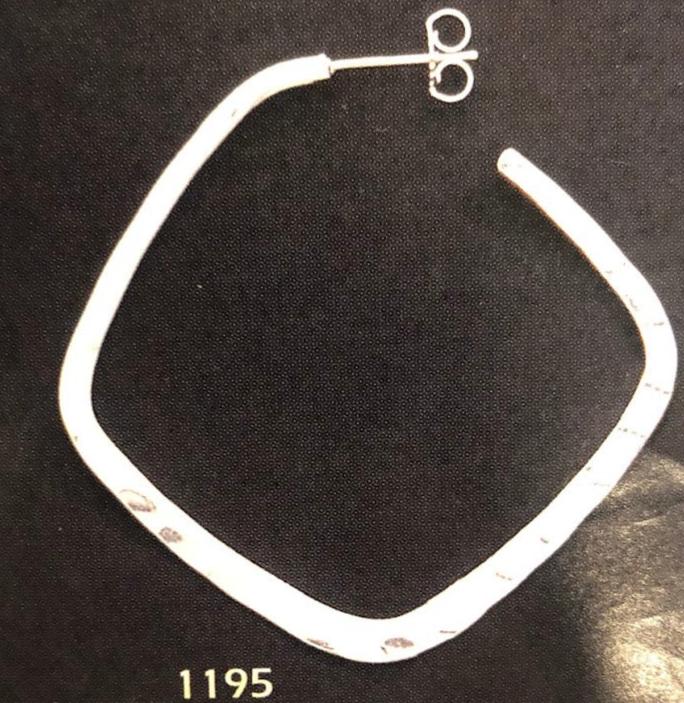 Hammered Square Hoops - Large - Image 3