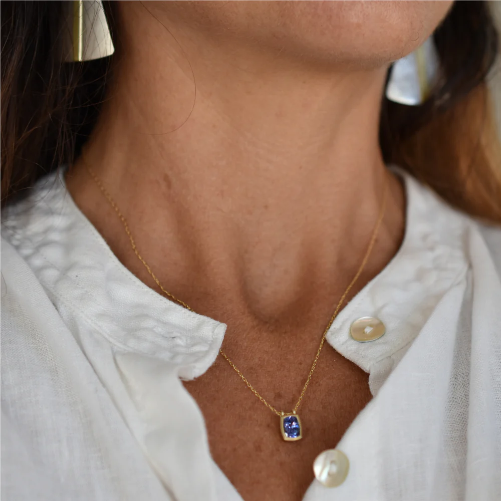 Tanzanite Bezel Pendant Necklace - Image 6