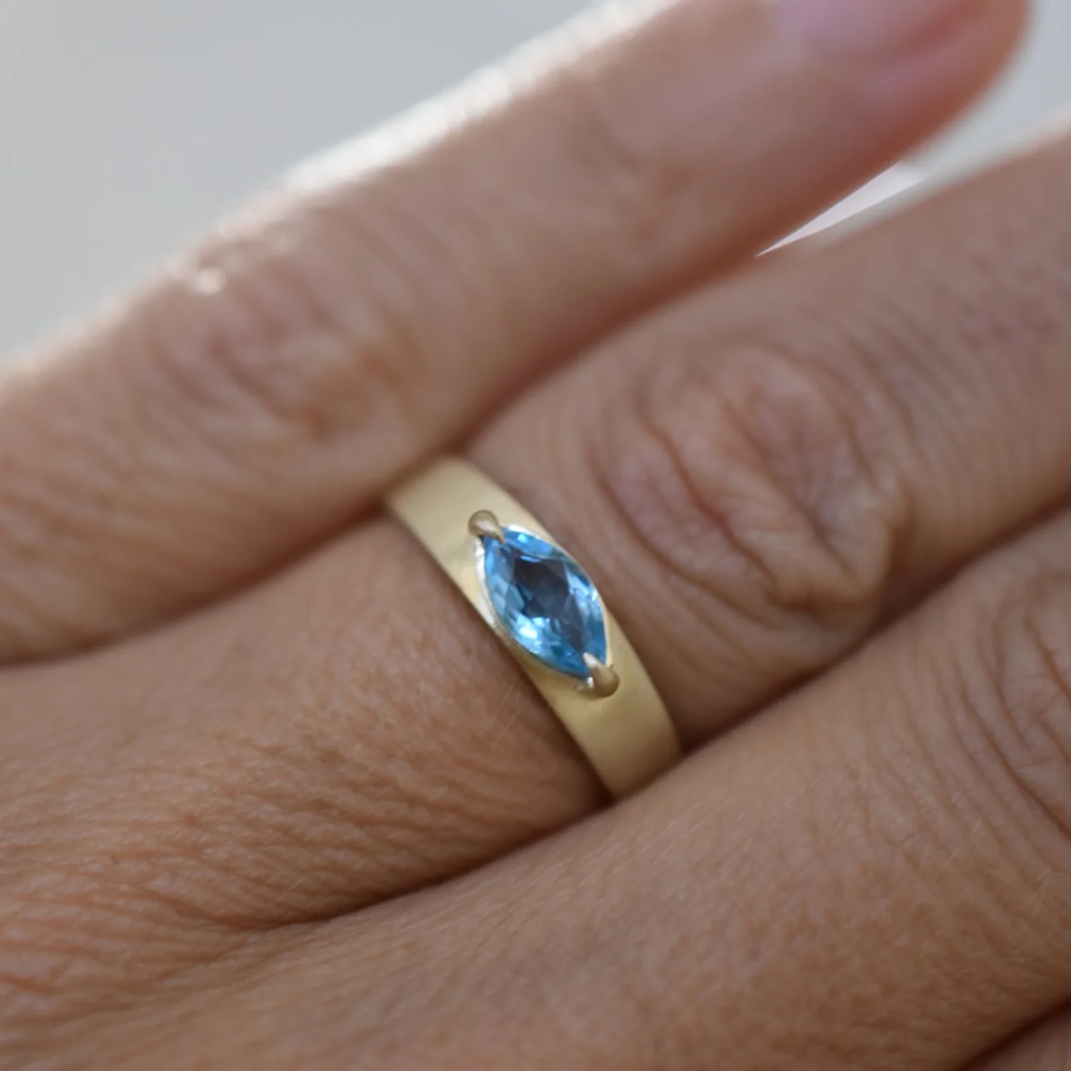 Tapered Band Ring - Blue Topaz - Image 6