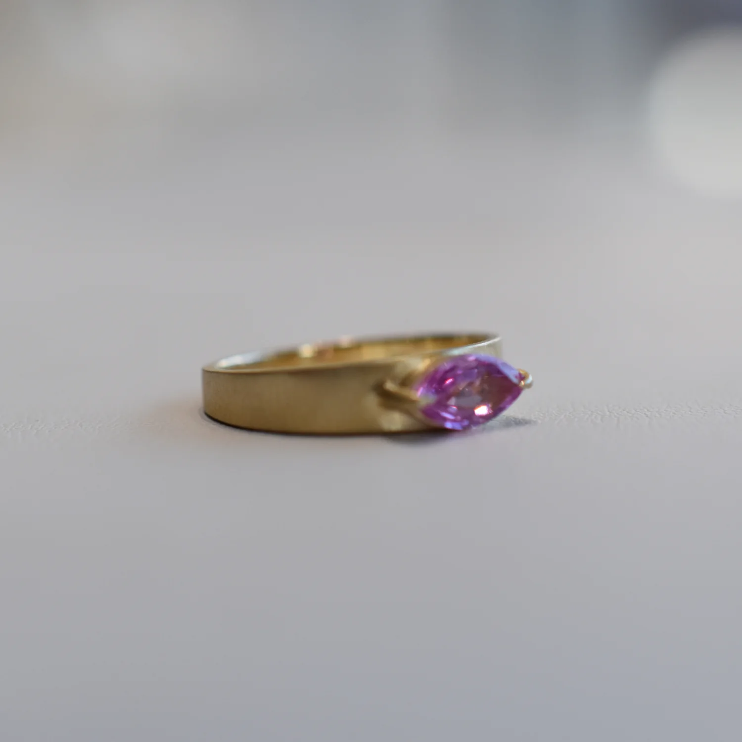 Tapered Band Ring - Pink Sapphire - Image 8