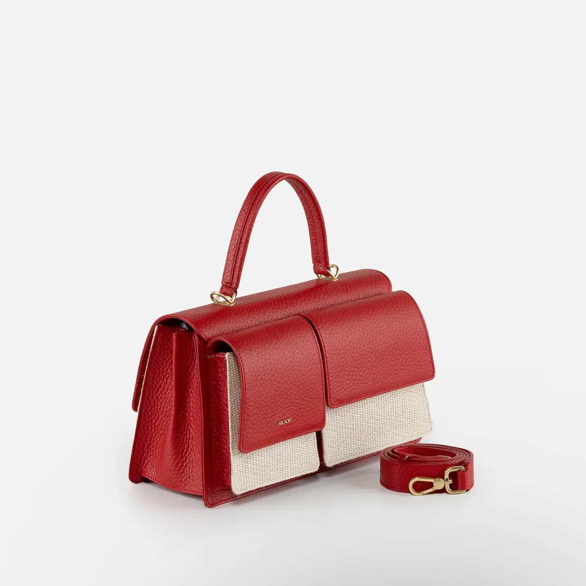 Teti Medium Shoulder Bag - Raffia/Red - Image 3